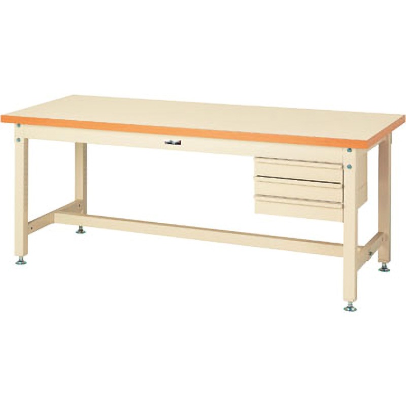 SSM-1275-II+S3-IV ワークテーブルスーパータイプ(H740 引出し付き)メラミン天板 山金工業 荷重3000kg アイボリー 間口1200mm奥行750mm