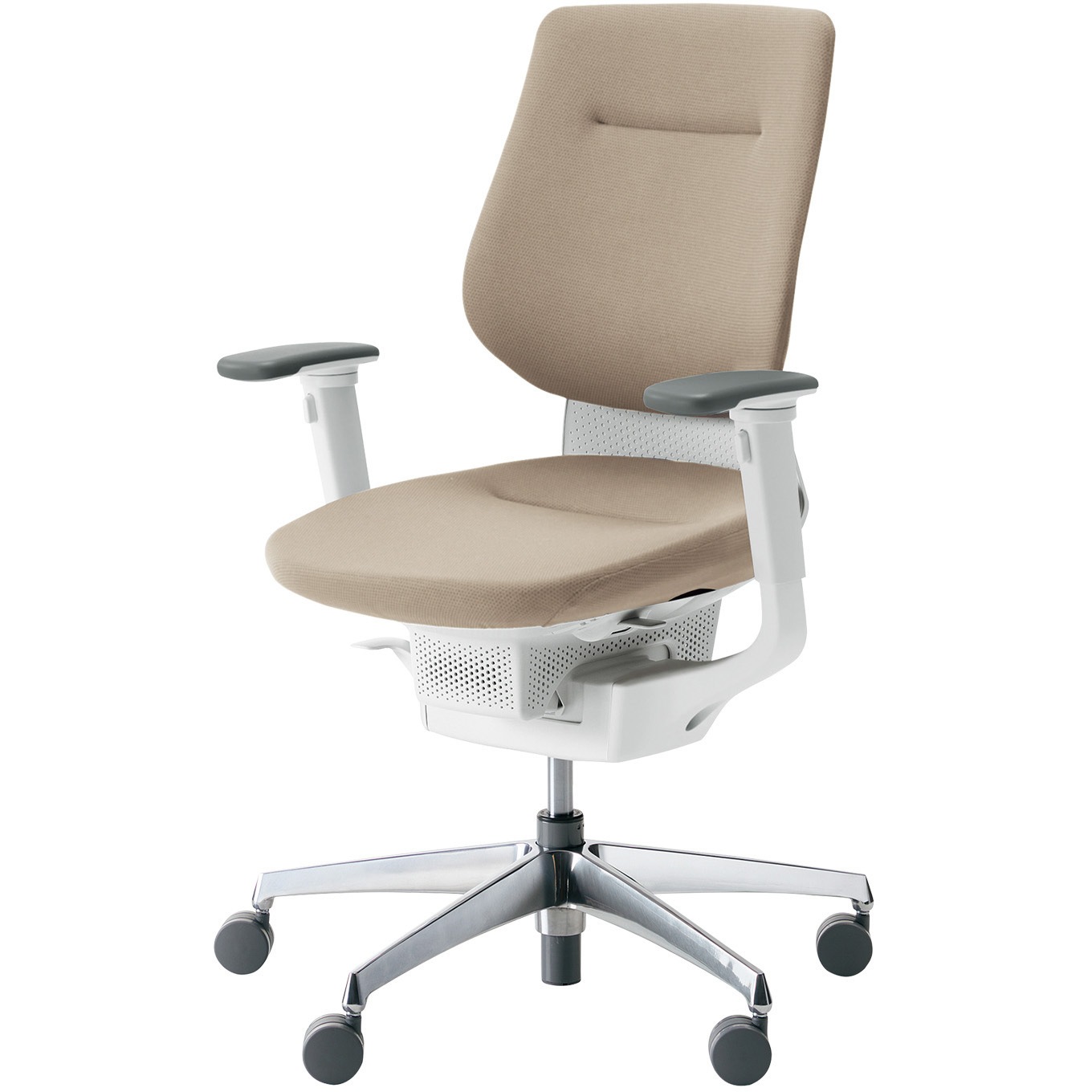 CR-GA3213E1G4MA-W オフィスチェアー ing バーチカルタイプ アルミポリッシュ脚(配送・組立サービス付き) コクヨ 可動肘 カーペット用キャスター ホワイトグレー   CR-GA3213E1G4MA-W