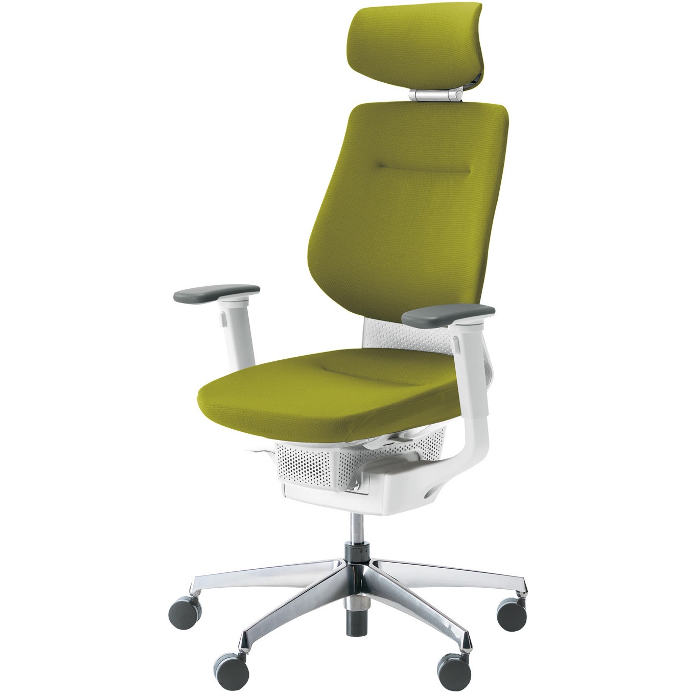 CR-GA3215E1G4Q4-W オフィスチェアー ing ヘッドレスト アルミポリッシュ脚(配送・組立サービス付き) コクヨ 可動肘 カーペット用キャスター ホワイトグレー   CR-GA3215E1G4Q4-W