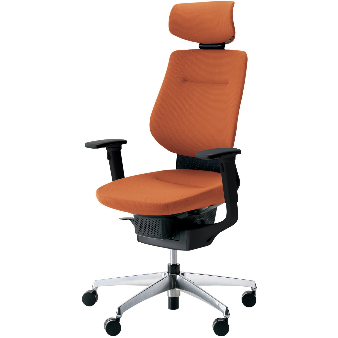 CR-GA3215E6G40T-W オフィスチェアー ing ヘッドレスト アルミポリッシュ脚(配送・組立サービス付き) コクヨ 可動肘 カーペット用キャスター ブラック   CR-GA3215E6G40T-W