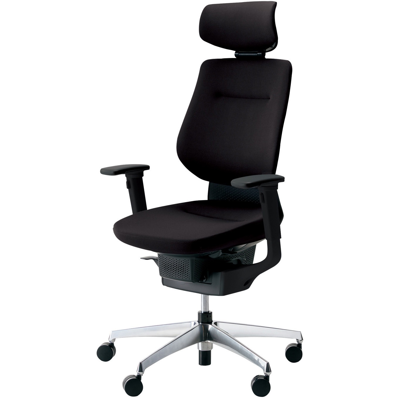 CR-GA3215E6G4B6-W オフィスチェアー ing ヘッドレスト アルミポリッシュ脚(配送・組立サービス付き) コクヨ 可動肘 カーペット用キャスター ブラック   CR-GA3215E6G4B6-W