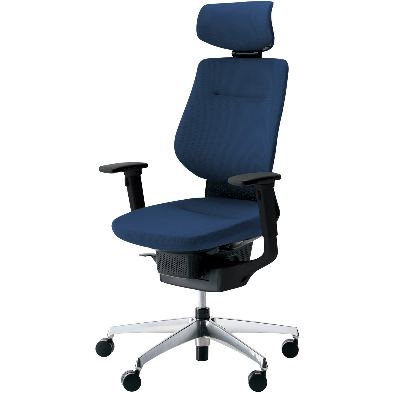 CR-GA3215E6G4T7-W オフィスチェアー ing ヘッドレスト アルミポリッシュ脚(配送・組立サービス付き) コクヨ 可動肘 カーペット用キャスター ブラック   CR-GA3215E6G4T7-W