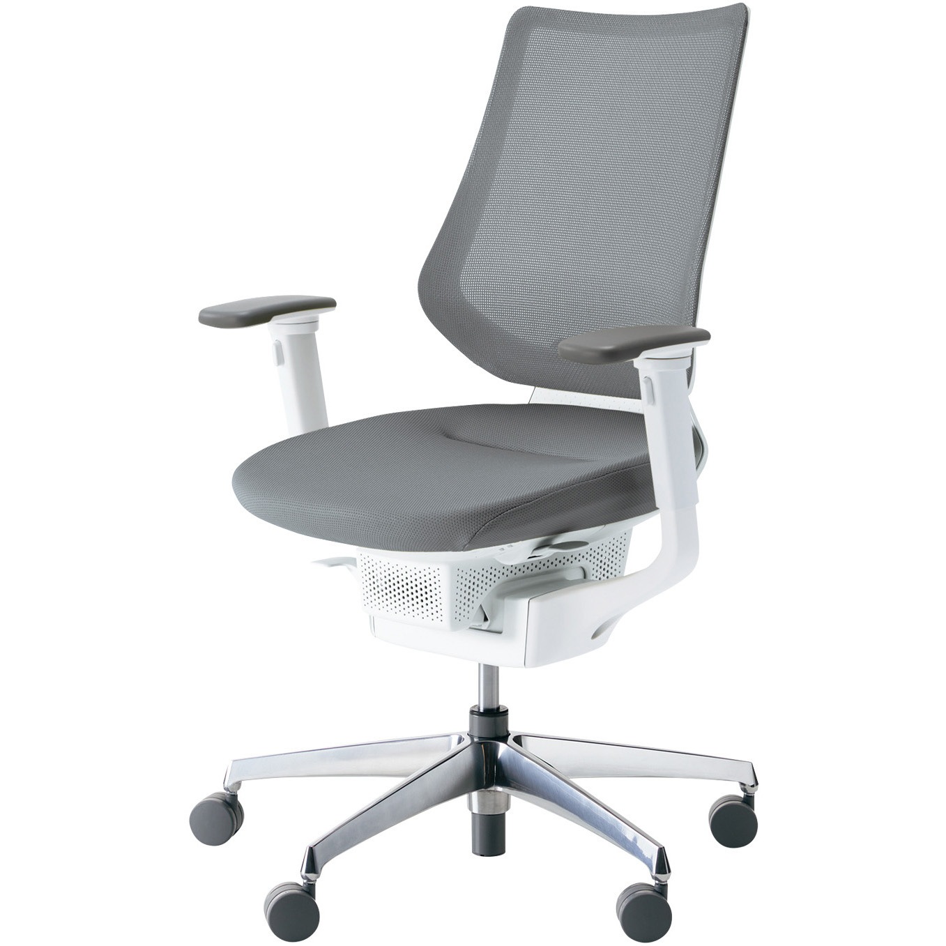 CR-GA3413E1G4E3-W オフィスチェアー ing バーチカルタイプ アルミポリッシュ脚(配送・組立サービス付き) コクヨ 肘掛あり カーペット用キャスター   CR-GA3413E1G4E3-W