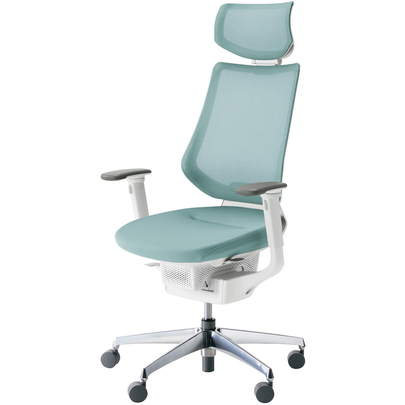 CR-GA3415E1G439-V オフィスチェアー ing ヘッドレスト アルミポリッシュ脚(配送・組立サービス付き) コクヨ 肘掛あり フローリング用キャスター   CR-GA3415E1G439-V