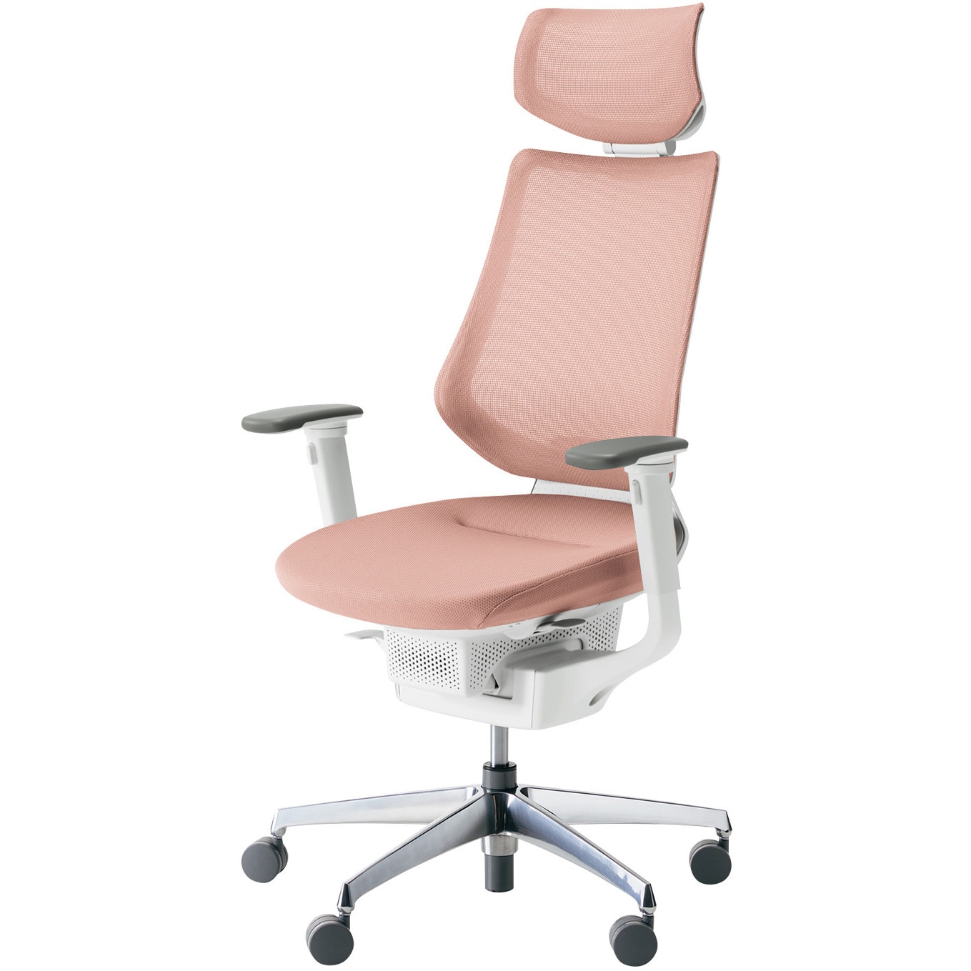 CR-GA3415E1G49G-W オフィスチェアー ing ヘッドレスト アルミポリッシュ脚(配送・組立サービス付き) コクヨ 肘掛あり カーペット用キャスター   CR-GA3415E1G49G-W