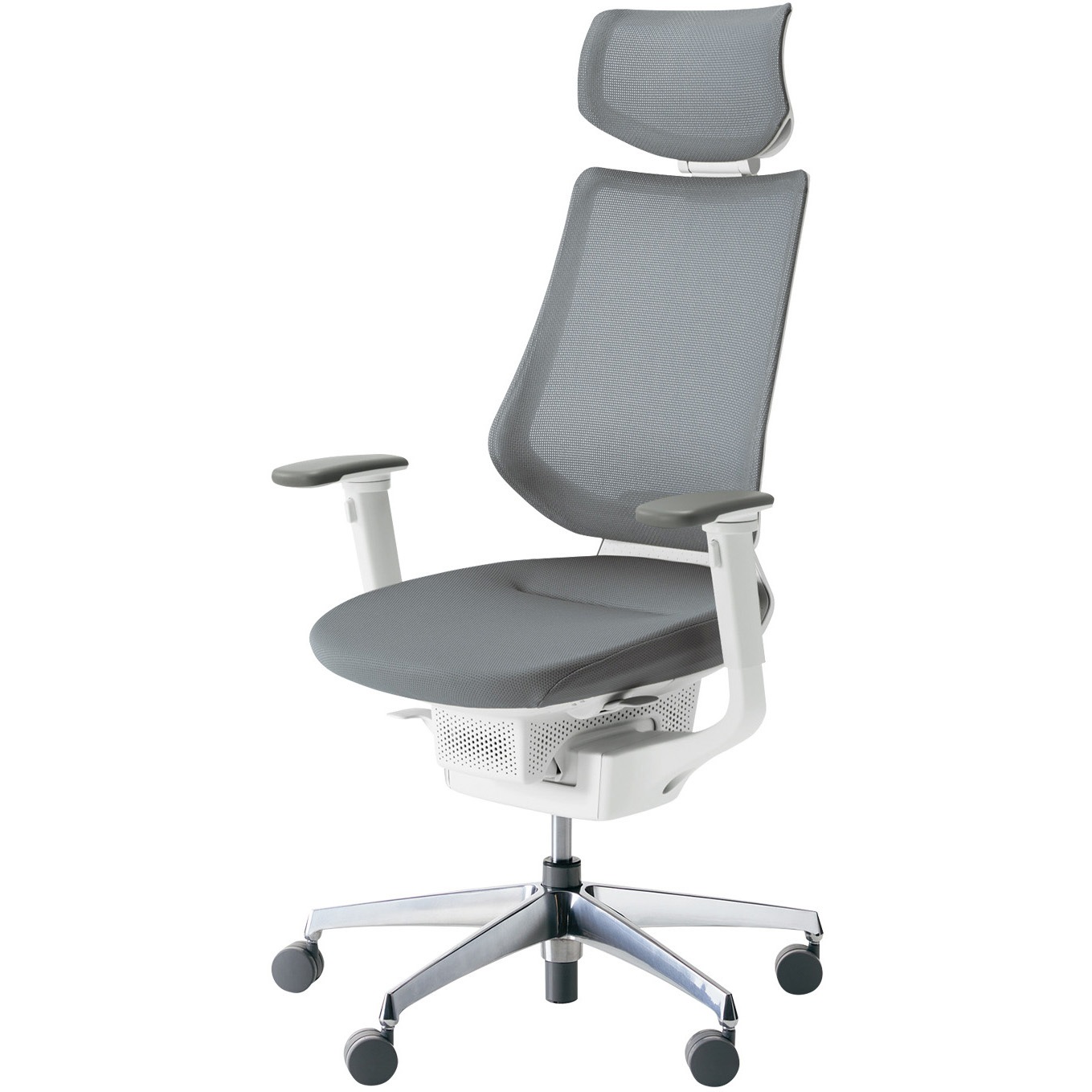 CR-GA3415E1G4E3-W オフィスチェアー ing ヘッドレスト アルミポリッシュ脚(配送・組立サービス付き) コクヨ 肘掛あり カーペット用キャスター   CR-GA3415E1G4E3-W