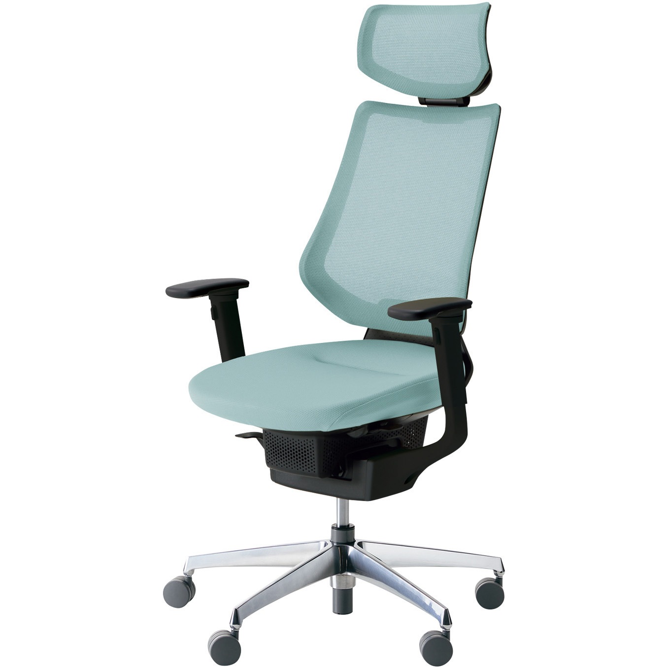 CR-GA3415E6G439-V オフィスチェアー ing ヘッドレスト アルミポリッシュ脚(配送・組立サービス付き) コクヨ 肘掛あり フローリング用キャスター   CR-GA3415E6G439-V