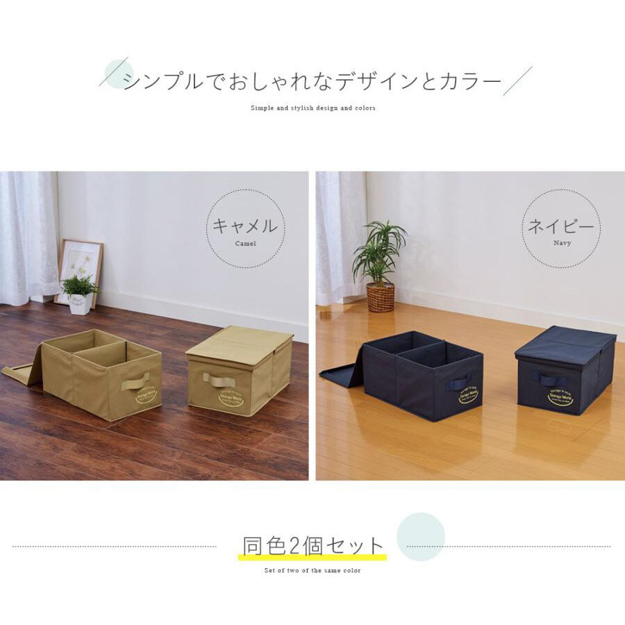 1009407 クローゼットのフタ付整理箱2個組 アイメディア 1段