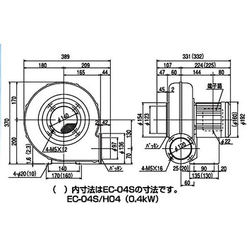 電動送風機 コンパクトシリーズ ターボファン 周波数50/60Hz EC-04S-R3A3