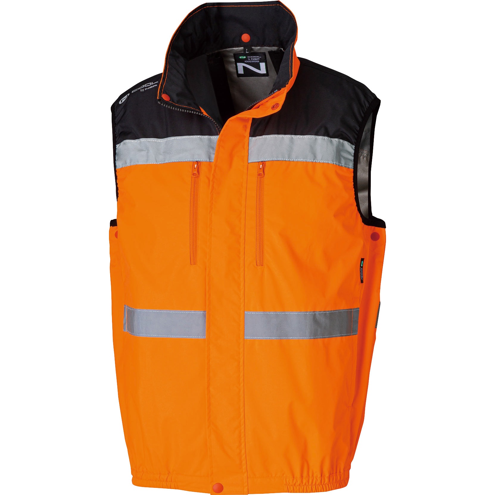Nクールウェア NC-1072 ベスト 3Dエリ 上部ファン (ファン・バッテリー別売り) NSP 服のみ オレンジ色 反射材仕様 サイズL