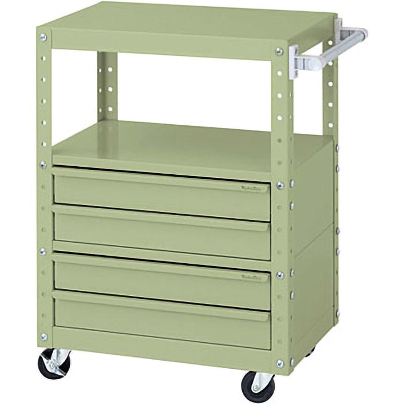 ヤマテック スペシャルワゴン W750×D500 固定式 キャビネット深型1段×2個グリーン ( W7-M2-G ) ヤマテック スペシャルワゴン Ｗ７５０×Ｄ５００固定式 キャビネット深