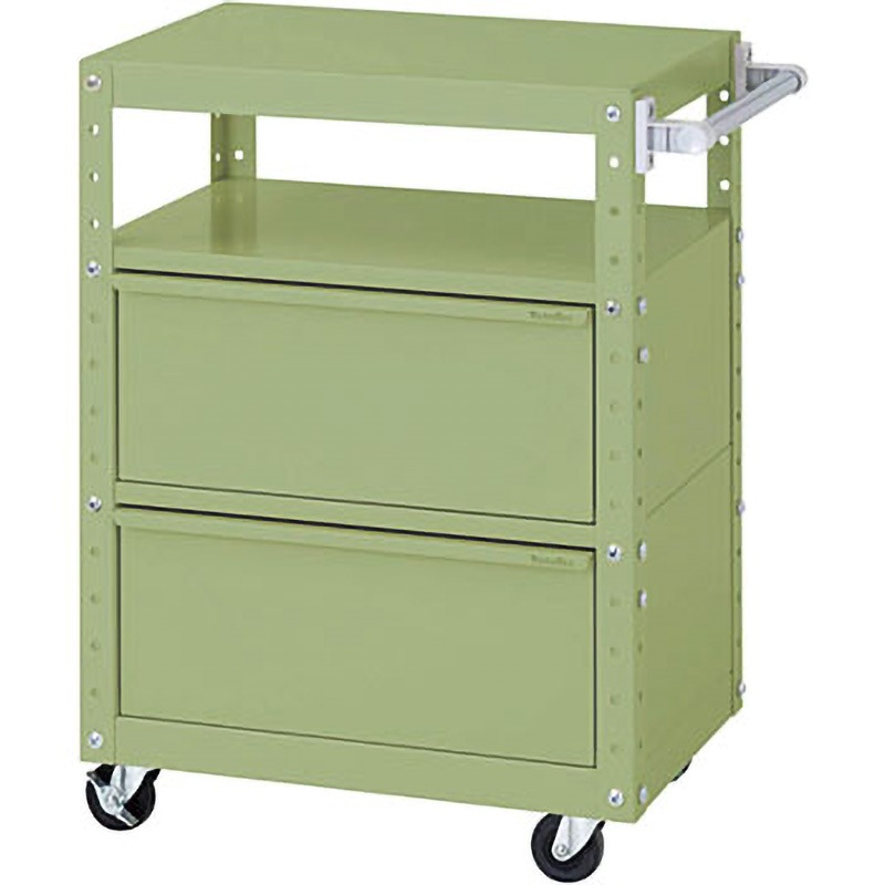 W6CU-BD2-G スペシャルワゴン(W600×D400 移動式) 山金工業 引出しあり グリーン 本体幅600mm奥行400mm高さ830mm W6CU-BD2-G
