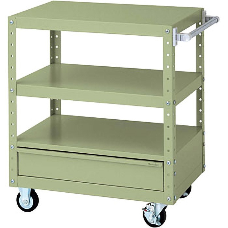 W7CU-BM-G スペシャルワゴン(W750×D500 移動式) 山金工業 引出しあり グリーン 本体幅750mm奥行500mm高さ870mm  W7CU-BM-G