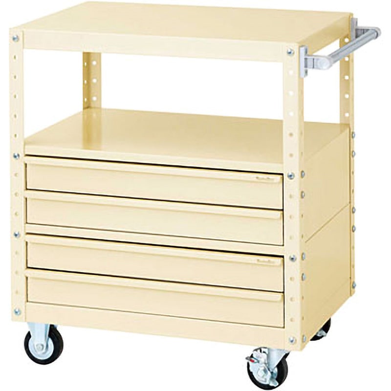 W7CU-BS2-IV スペシャルワゴン(W750×D500 移動式) 山金工業 引出しあり アイボリー 本体幅750mm奥行500mm高さ870mm  W7CU-BS2-IV