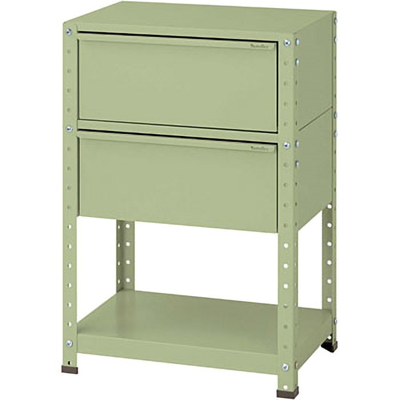 W6-D2-G スペシャルワゴン(W600×D400 固定式) 山金工業 引出しあり グリーン   W6-D2-G