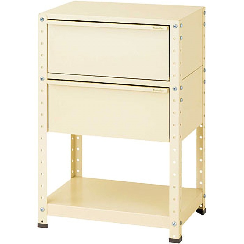 W6-D2-IV スペシャルワゴン(W600×D400 固定式) 山金工業 引出しあり アイボリー   W6-D2-IV