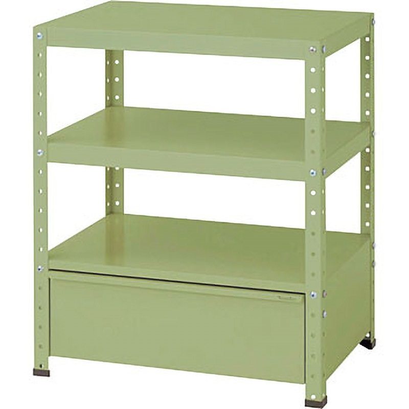 W7-BD-G スペシャルワゴン(W750×D500 固定式) 山金工業 引出しあり グリーン   W7-BD-G