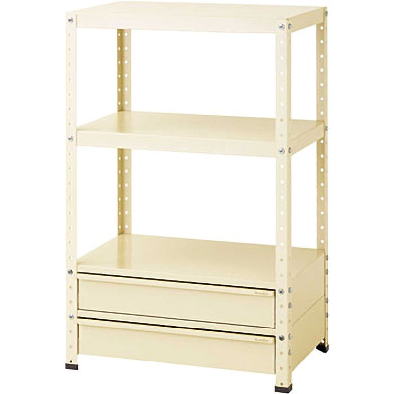 W7H-BM2-IV スペシャルワゴン(W750×D500 H1200固定式) 山金工業 引出しあり アイボリー   W7H-BM2-IV