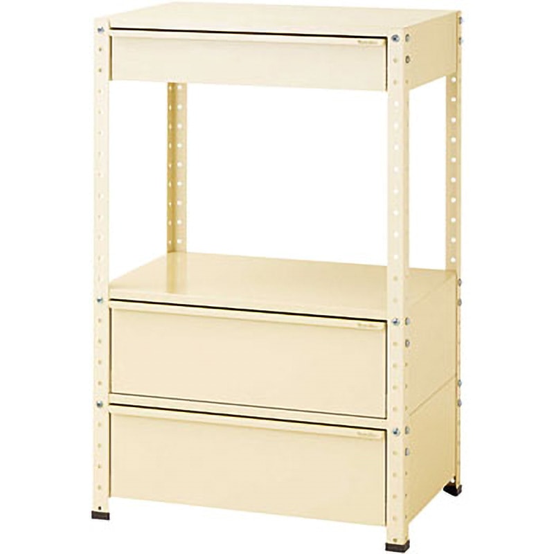 W7H-MBD2-IV スペシャルワゴン(W750×D500 H1200固定式) 山金工業 引出しあり アイボリー   W7H-MBD2-IV