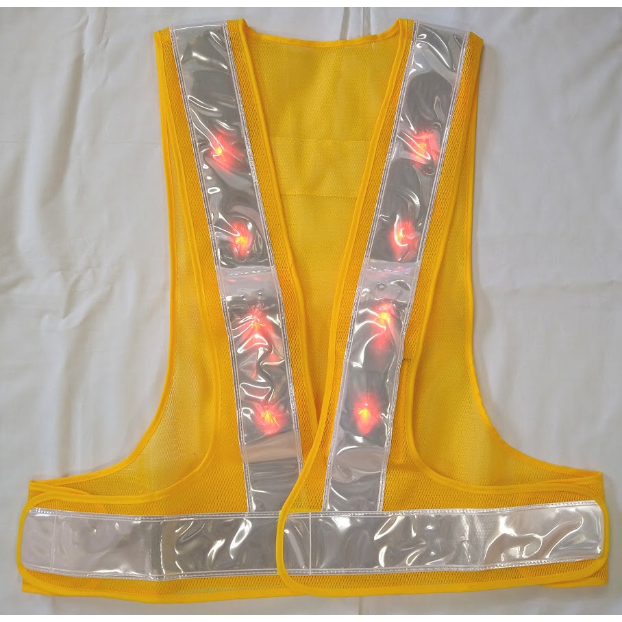 LED-YW 赤LEDベスト エース神戸 (背面)逆A型タイプ テープ地色:白 色(本体)黄 フリーサイズ