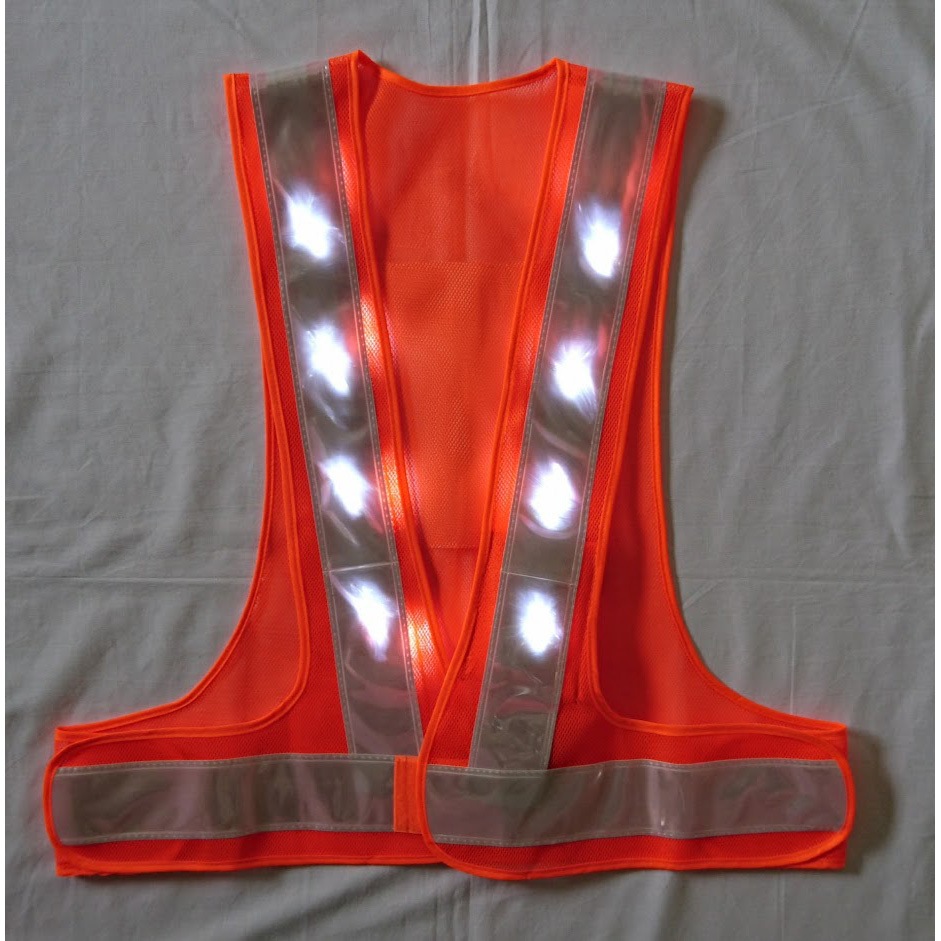 LED-OW-W 白LEDベスト エース神戸 (背面)逆A型タイプ 色(本体)橙 フリーサイズ