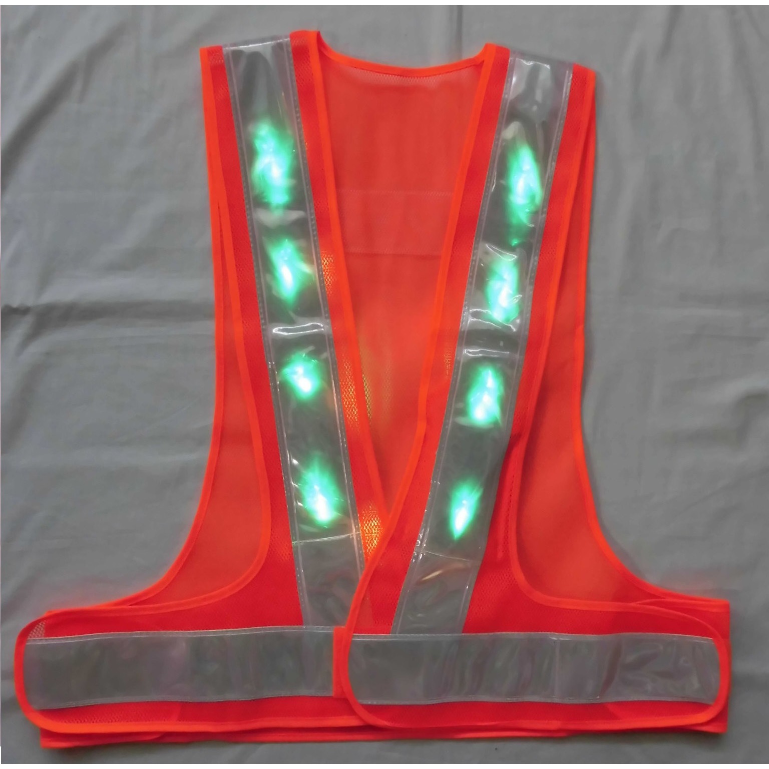 LED-OW-G 緑LEDベスト エース神戸 テープ地色:白 (背面)逆A型タイプ 色(本体)橙 フリーサイズ