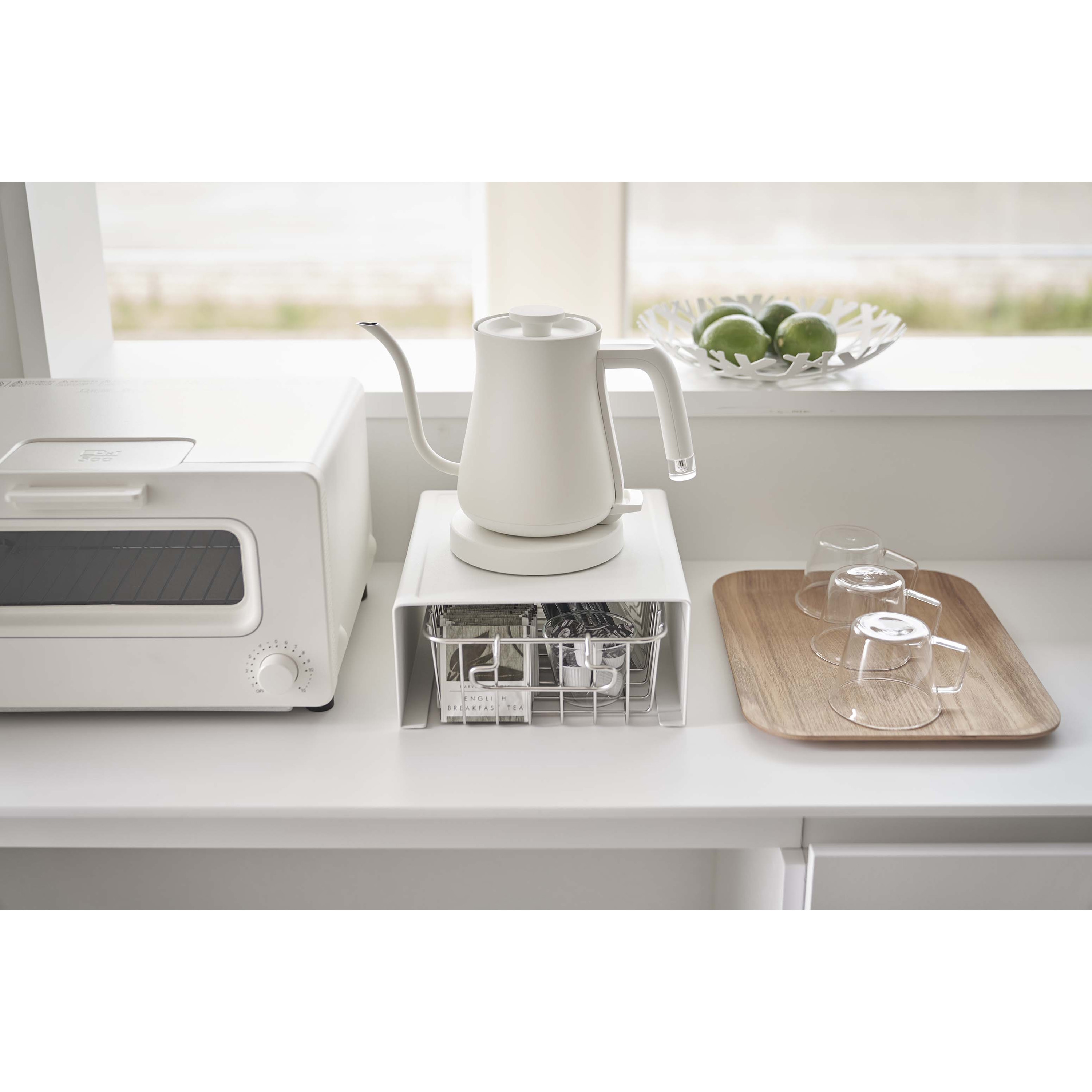 6038 キッチン家電下ラック タワー 山崎実業 ホワイト色 幅220mm