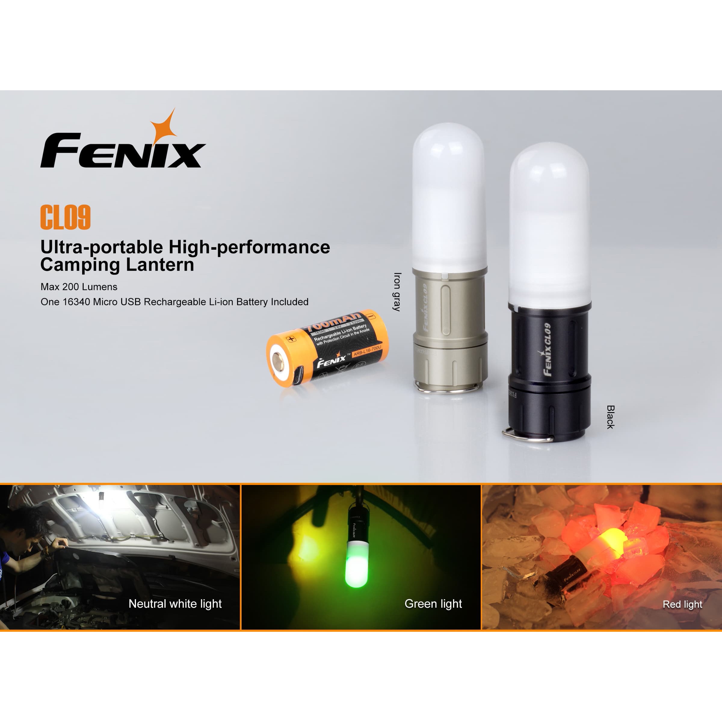 CL09BLACK LEDランタン”CL09” FENIX(フェニックス) 明るさ200Lm