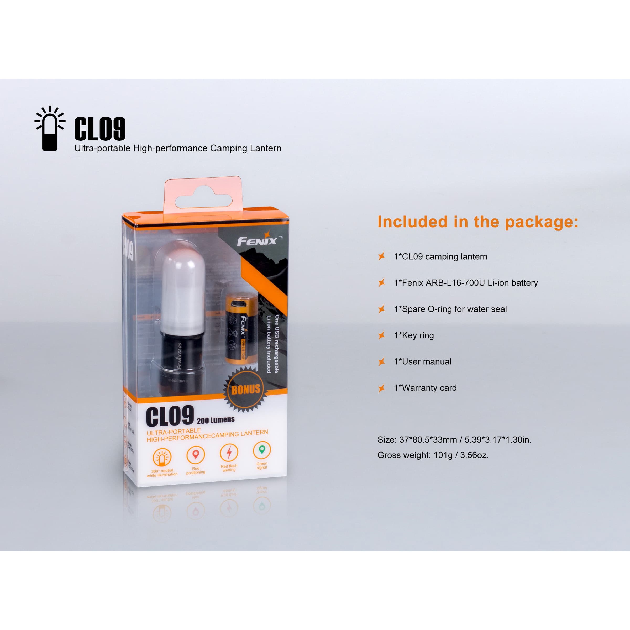 CL09BLACK LEDランタン”CL09” FENIX(フェニックス) 明るさ200Lm