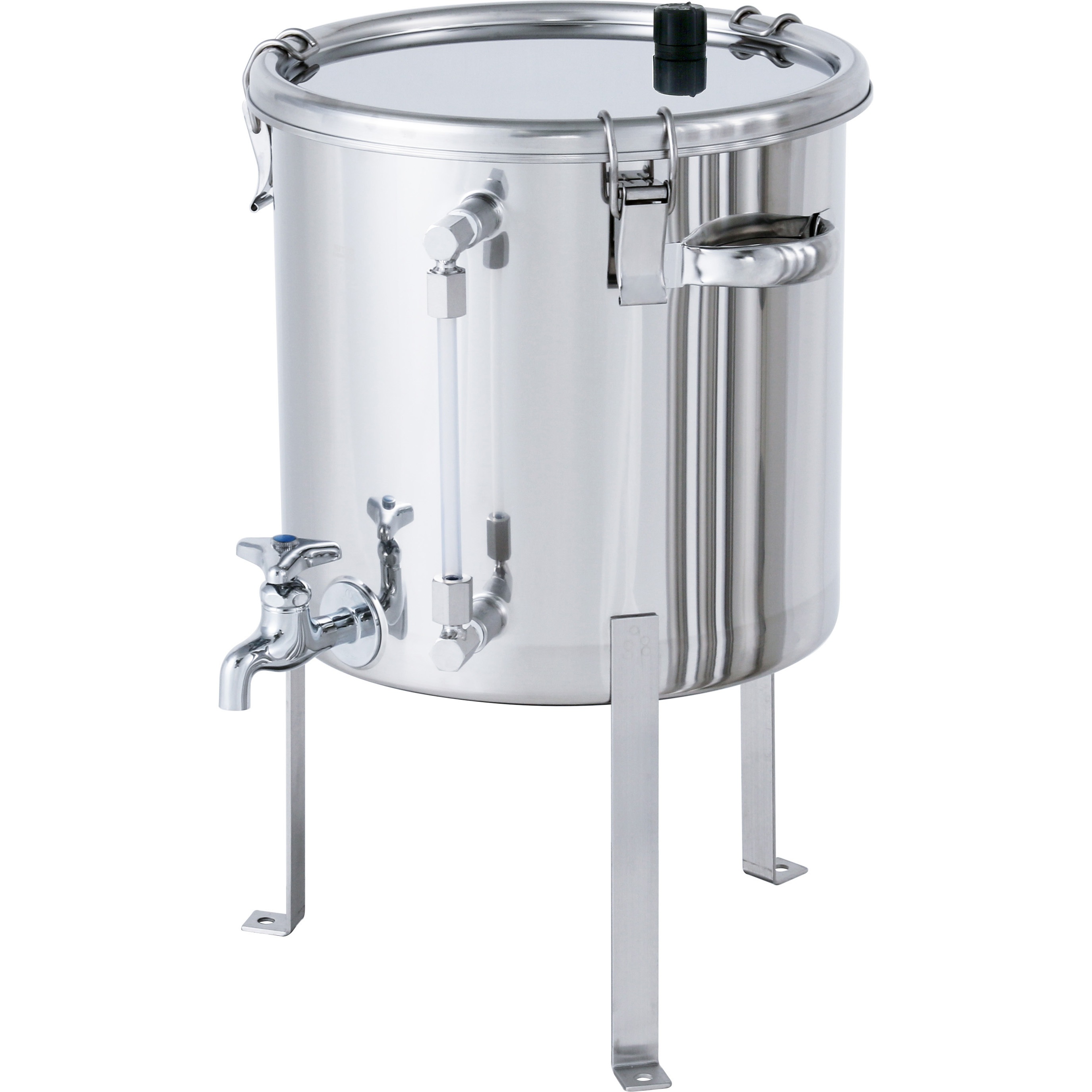 CTH-W-LV-AIB-FL-36 レベル計・蛇口付密閉容器 空気抜・平鋼脚付 MONOVATE(旧:日東金属工業) 容量36L   CTH-W-LV-AIB-FL-36