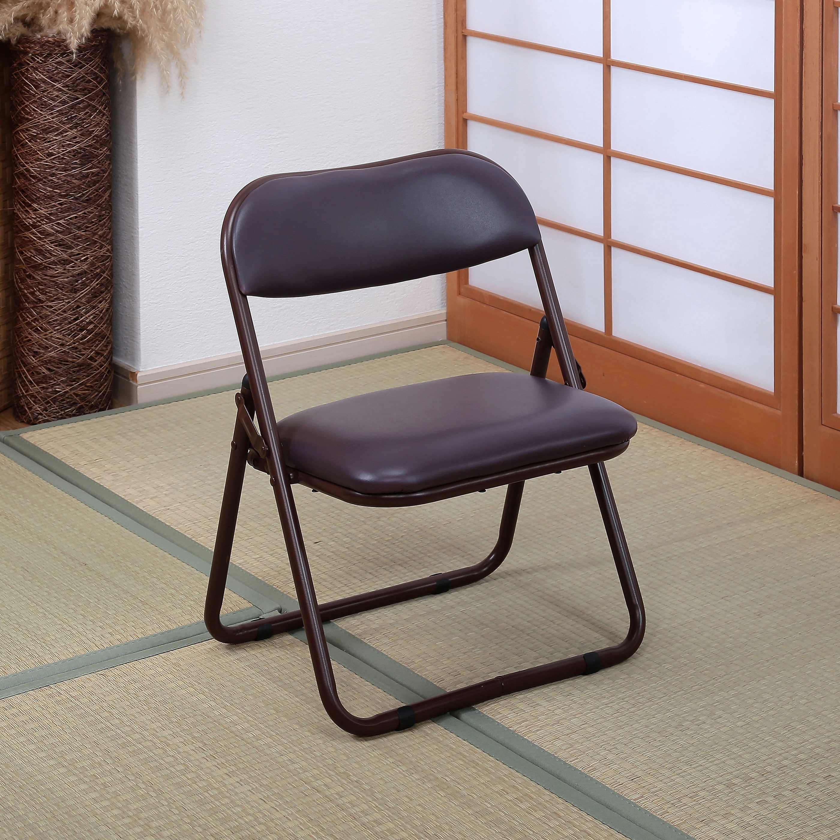 TAN-210(BR)-2 折り畳める座敷チェア Vita ブラウン2脚組色 寸法