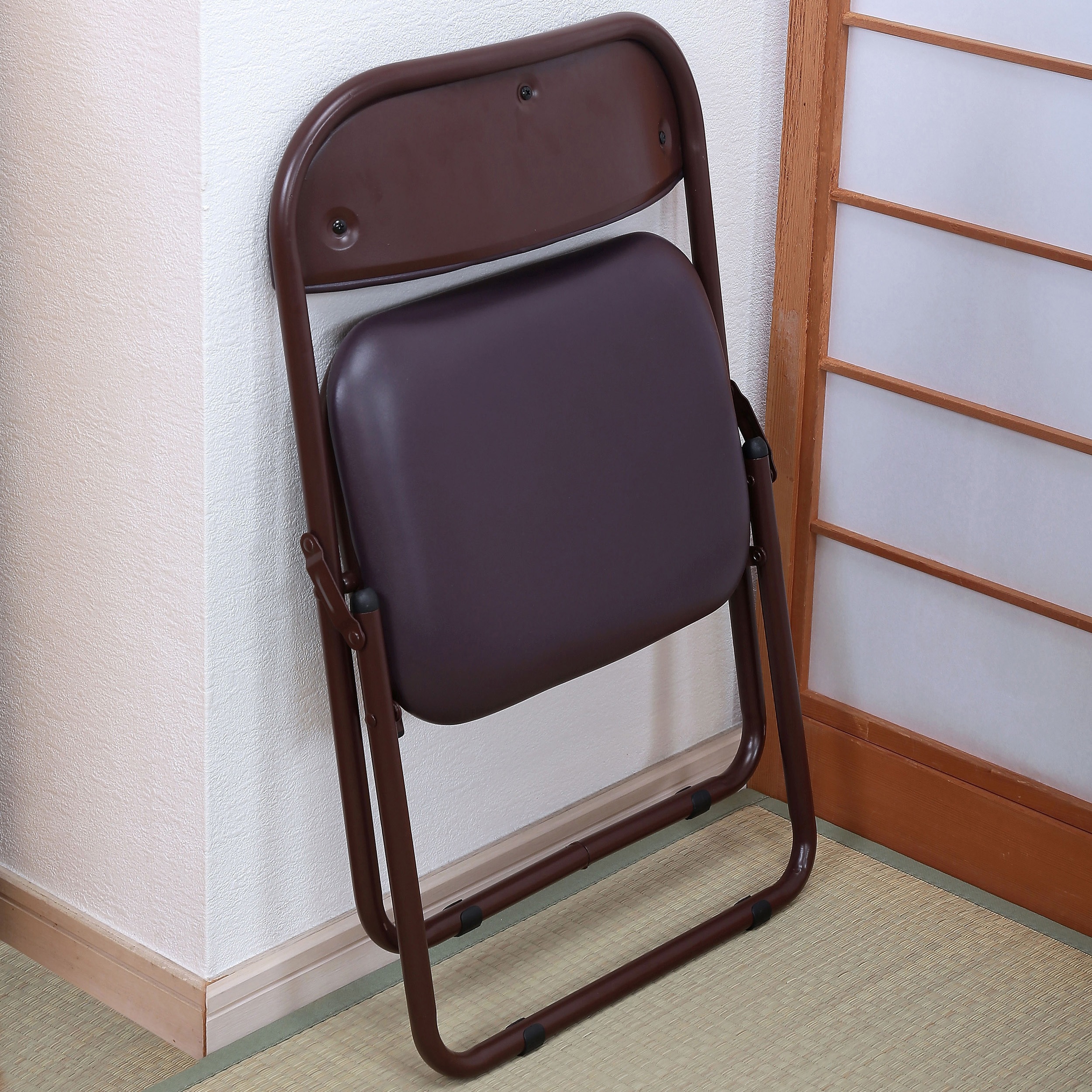さな 椅子 1脚 ブラウン TAN-210(BR)-4 折り畳める座敷チェア Vita ブラウン4脚組色 寸法