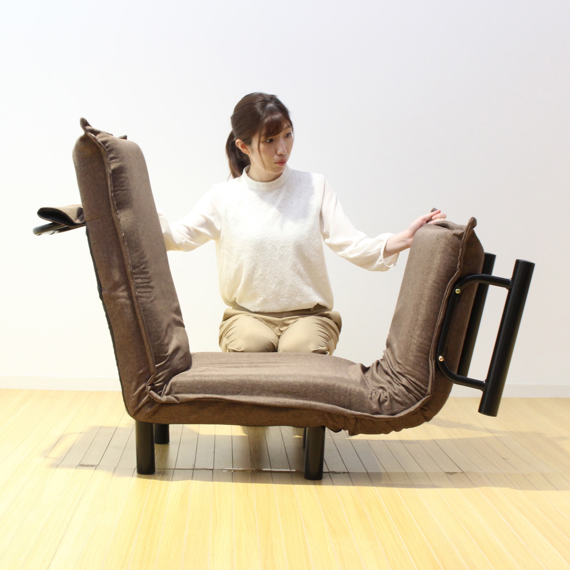 TAN-185(ショウ)BR 3WAYソファベッド Vita ファブリック ブラウン色 小