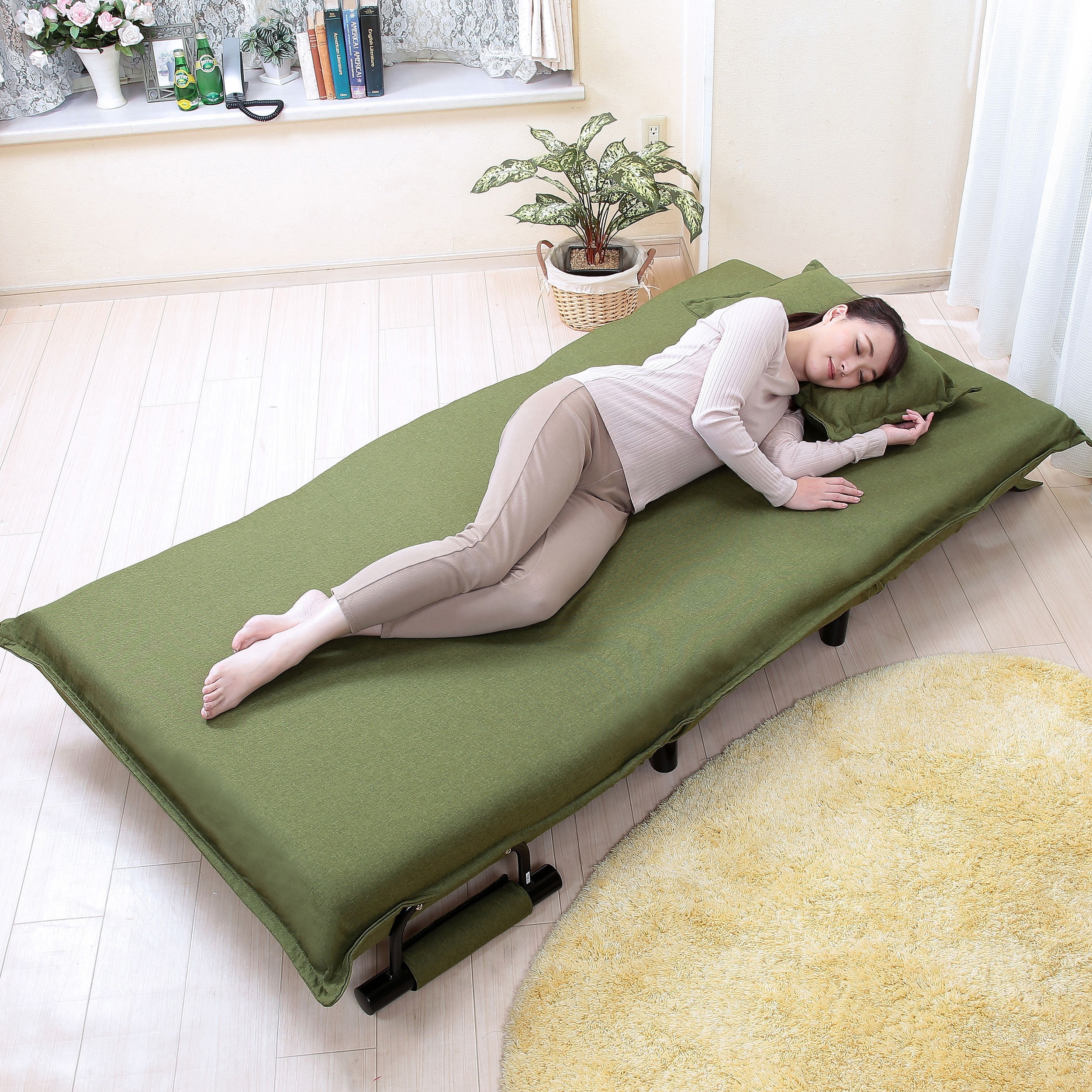 省スペース3WAYソファベッド ワイド グリーン【組立式】 TAN-186(ダイ)GE 3WAYソファベッド Vita ファブリック グリーン