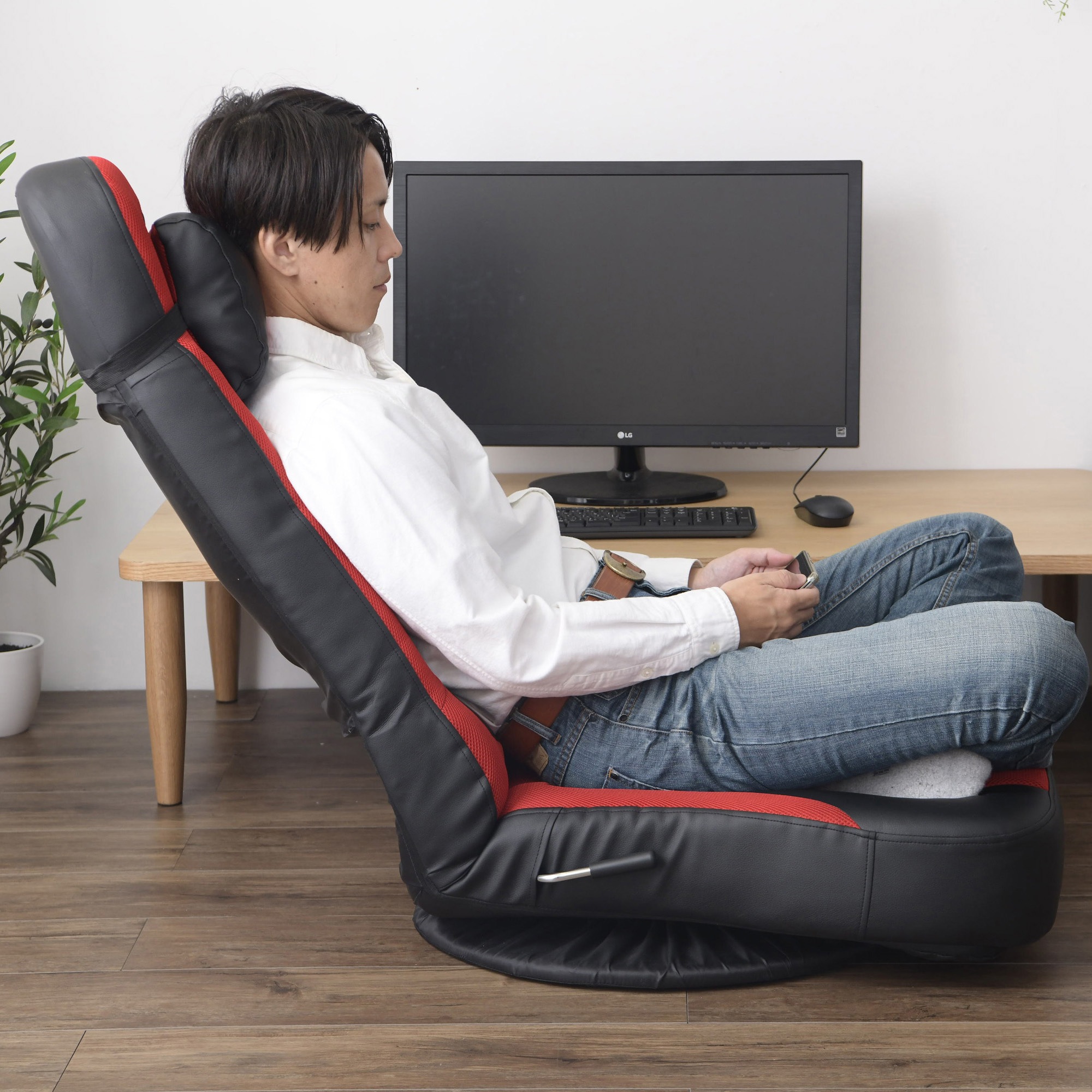 座椅子 約幅60cm グレー スチールパイプ ウレタン 日本製 クッション付き 3way 完成品 リビング ダイニング プレゼント〔代引不可〕 ローソファー 座椅子 幅約60cm S グレー スチールパイプ ポケット