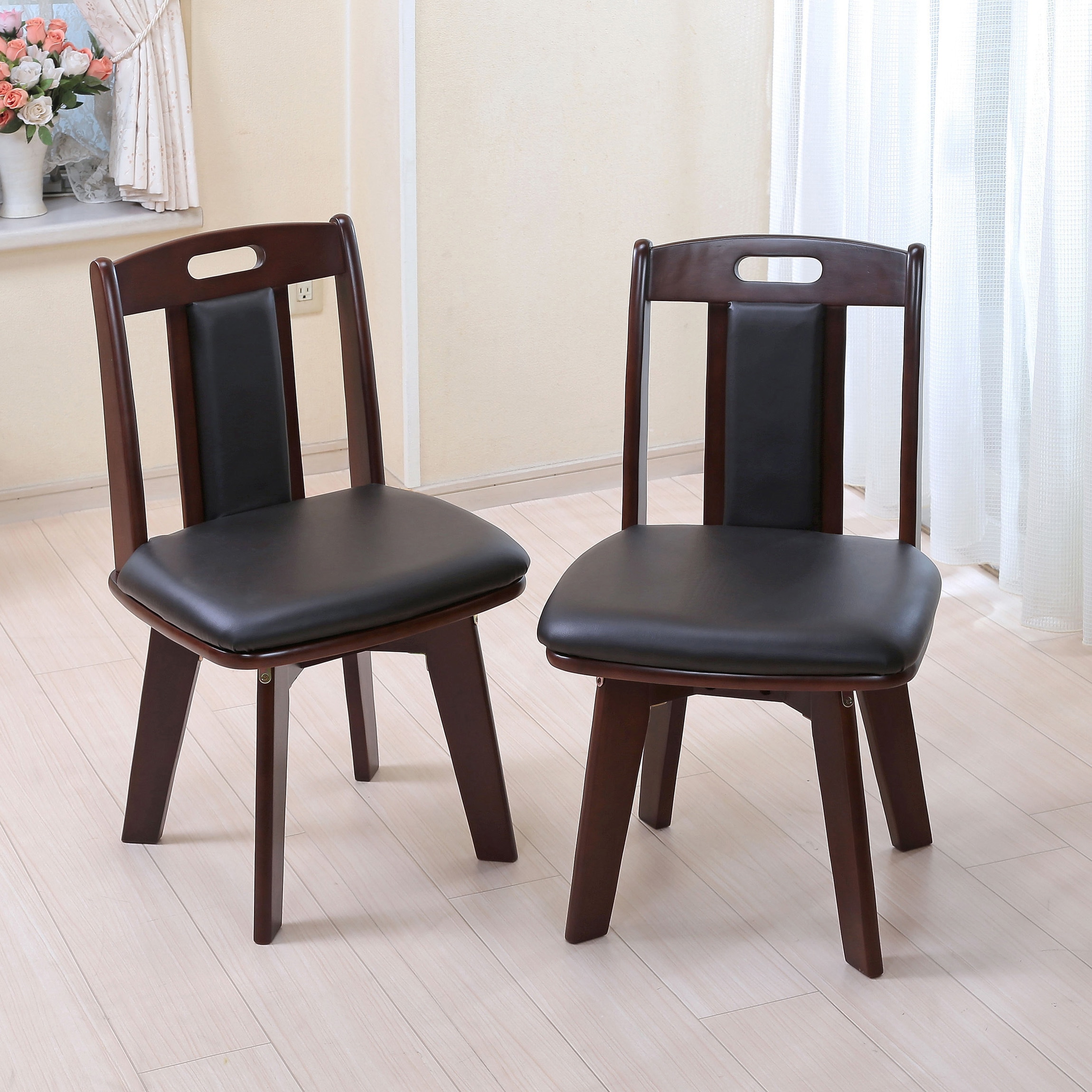 TN-6(DBR) 天然木回転チェア Vita 寸法(座面)440×370mm 1組(2脚