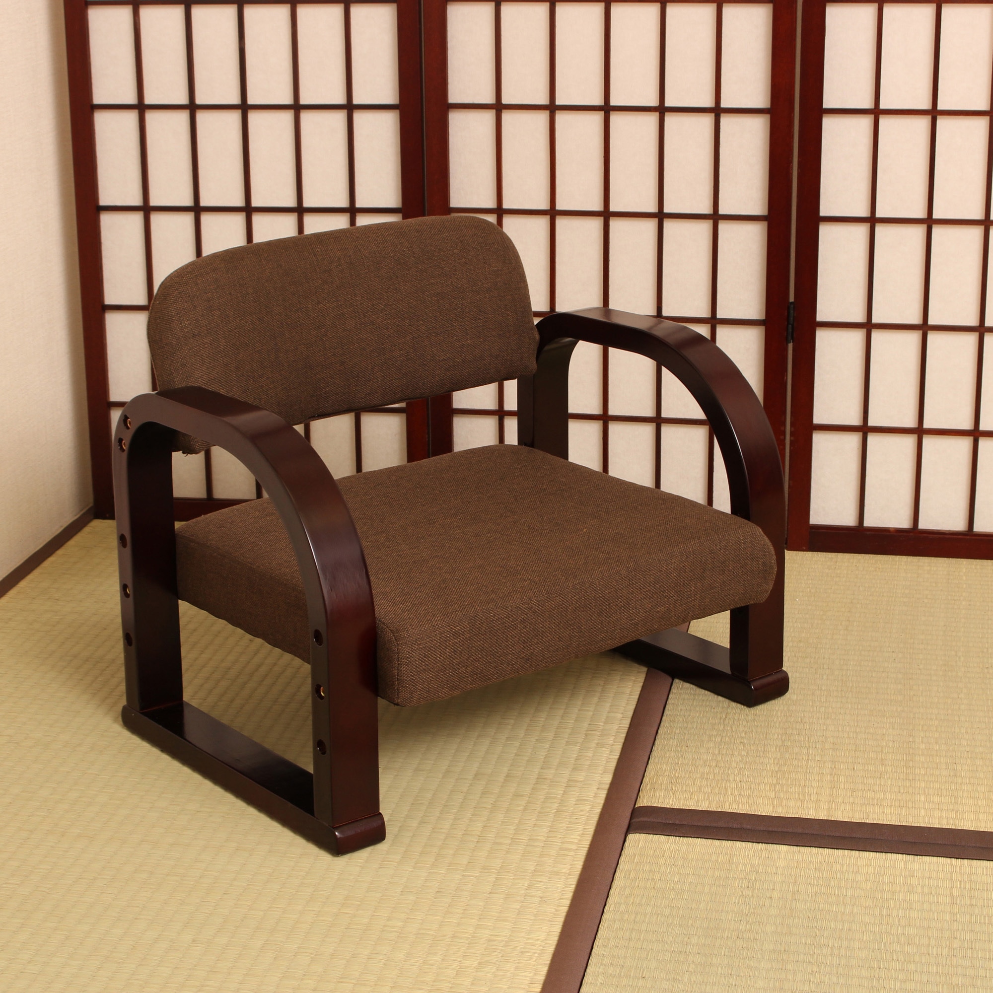 TAN-101L(BR) 立ち座りラクラク座椅子 Vita ブラウン色 寸法(座