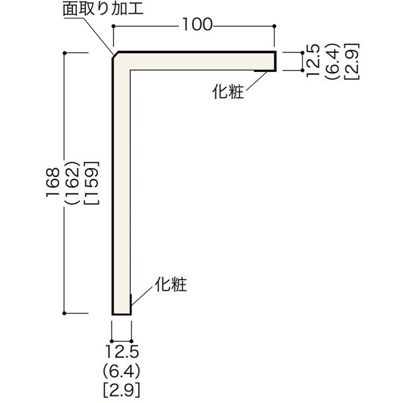 FA6R-22L2 後仕上げタイプ上り框(付け框兼用) 6mm厚 ノダ 寸法1950×162