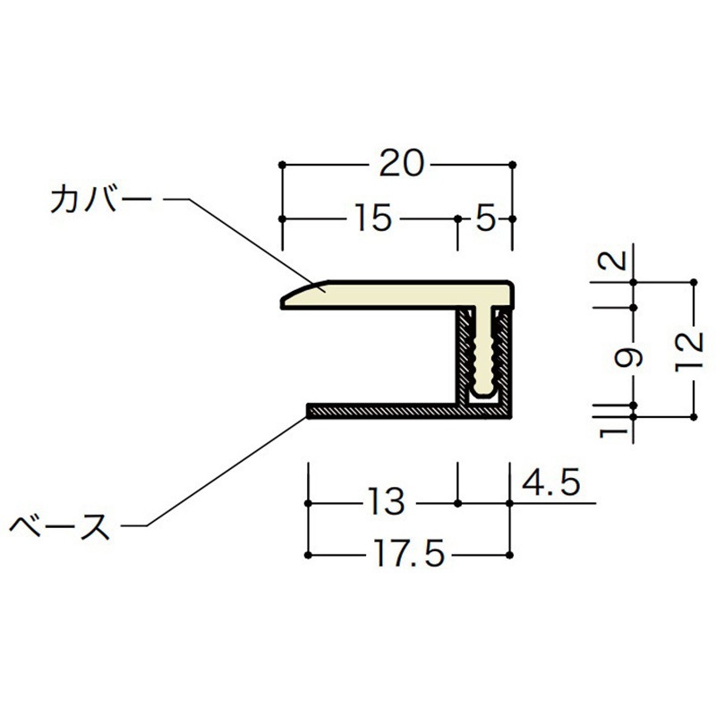 FKK-1012 壁付け床見切り(シートラッピング) ノダ 寸法2000×20×12mm 1