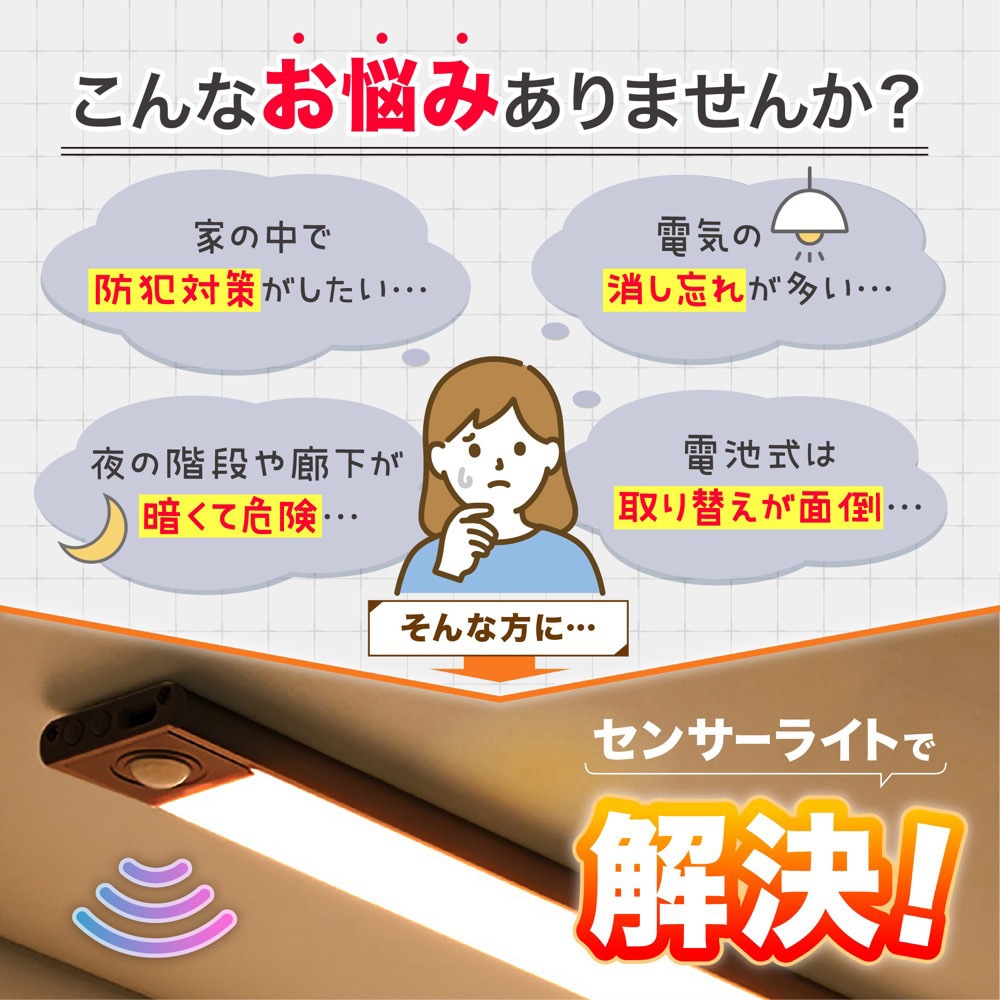 TR-LEB003-20 充電式スリムセンサーライト 調光調色機能付き トライ