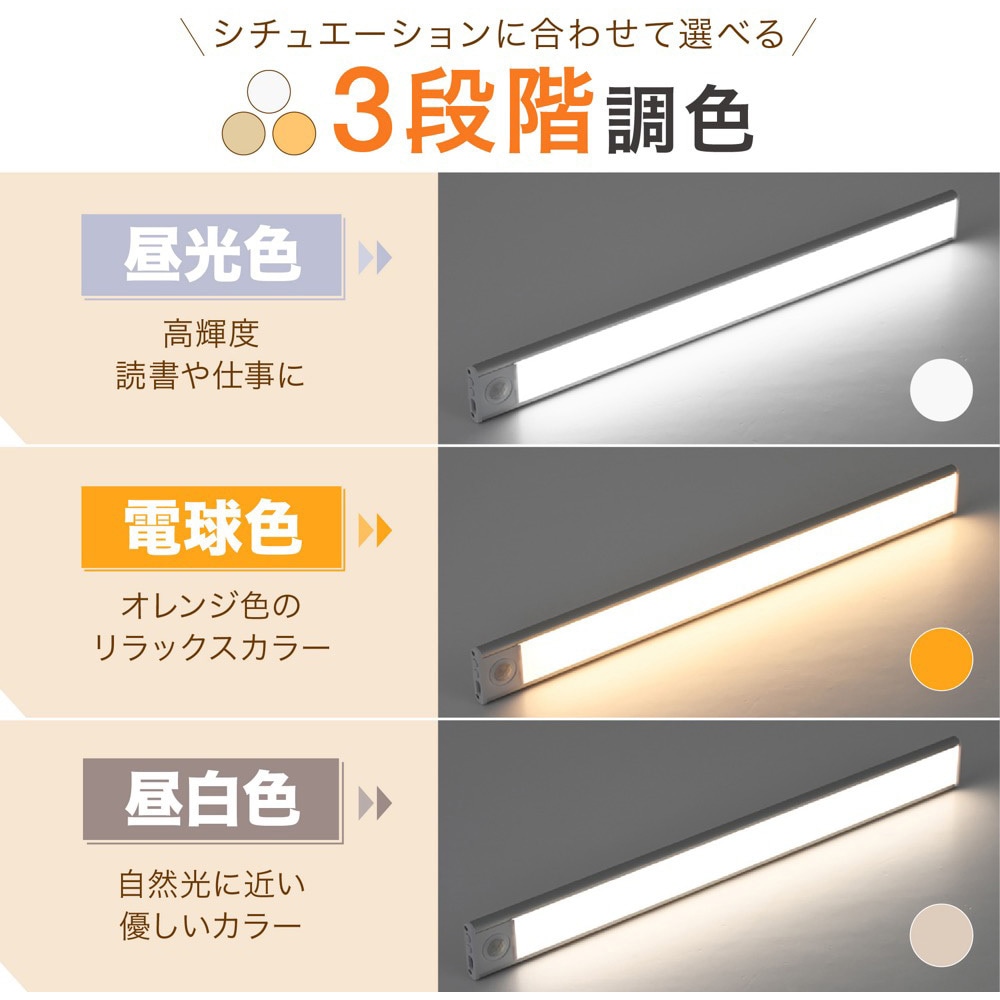 TR-LEB003-20 充電式スリムセンサーライト 調光調色機能付き トライ