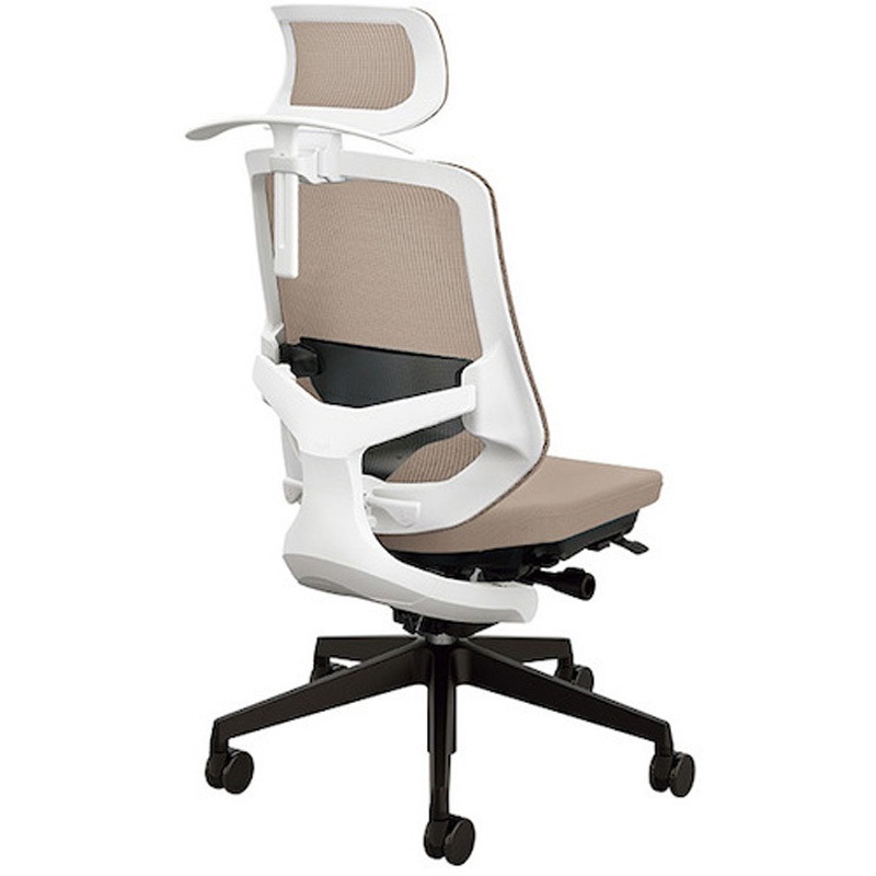 SLEN514FHB-PBG 事務用チェアー セリフト(Selift)シリーズ ナイキ ハンガー付 ベージュ色 ヘッドレスト付   SLEN514FHB-PBG