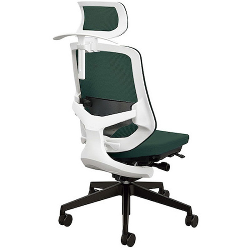 SLEN514FHB-PDGR 事務用チェアー セリフト(Selift)シリーズ ナイキ ハンガー付 ダークグリーン色 ヘッドレスト付   SLEN514FHB-PDGR