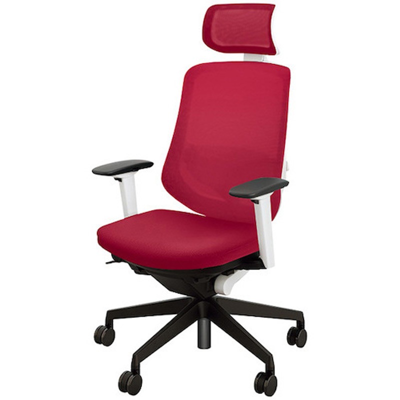 SLEN515FAB-PRE 事務用チェアー セリフト(Selift)シリーズ ナイキ ヘッドレスト付 可動肘付 パーシアンレッド色   SLEN515FAB-PRE