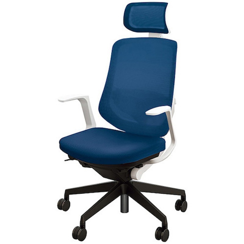 SLEN515FB-POB 事務用チェアー セリフト(Selift)シリーズ ナイキ ヘッドレスト付 固定肘付 オーシャンブルー色   SLEN515FB-POB