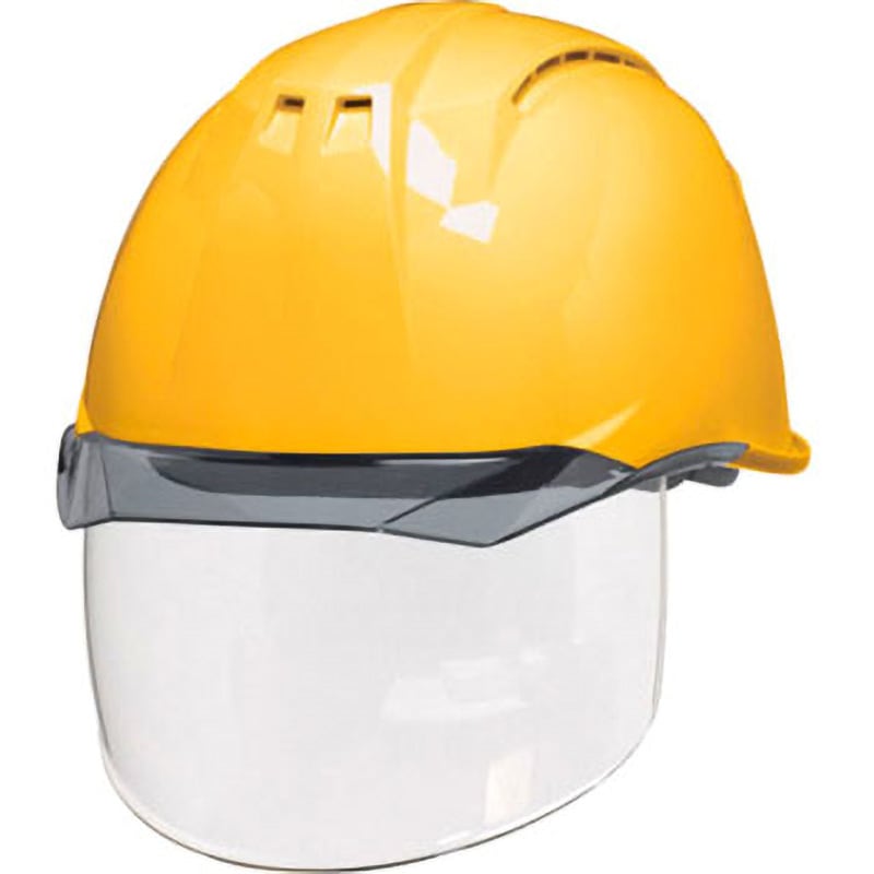 AA11EVO-CSW-HA6-KP-Y/S 透明バイザーヘルメット(シールド面付) AA11EVO-CSWシリーズ DICプラスチック アメリカン 衝撃吸収ライナーあり 黄色/スモーク