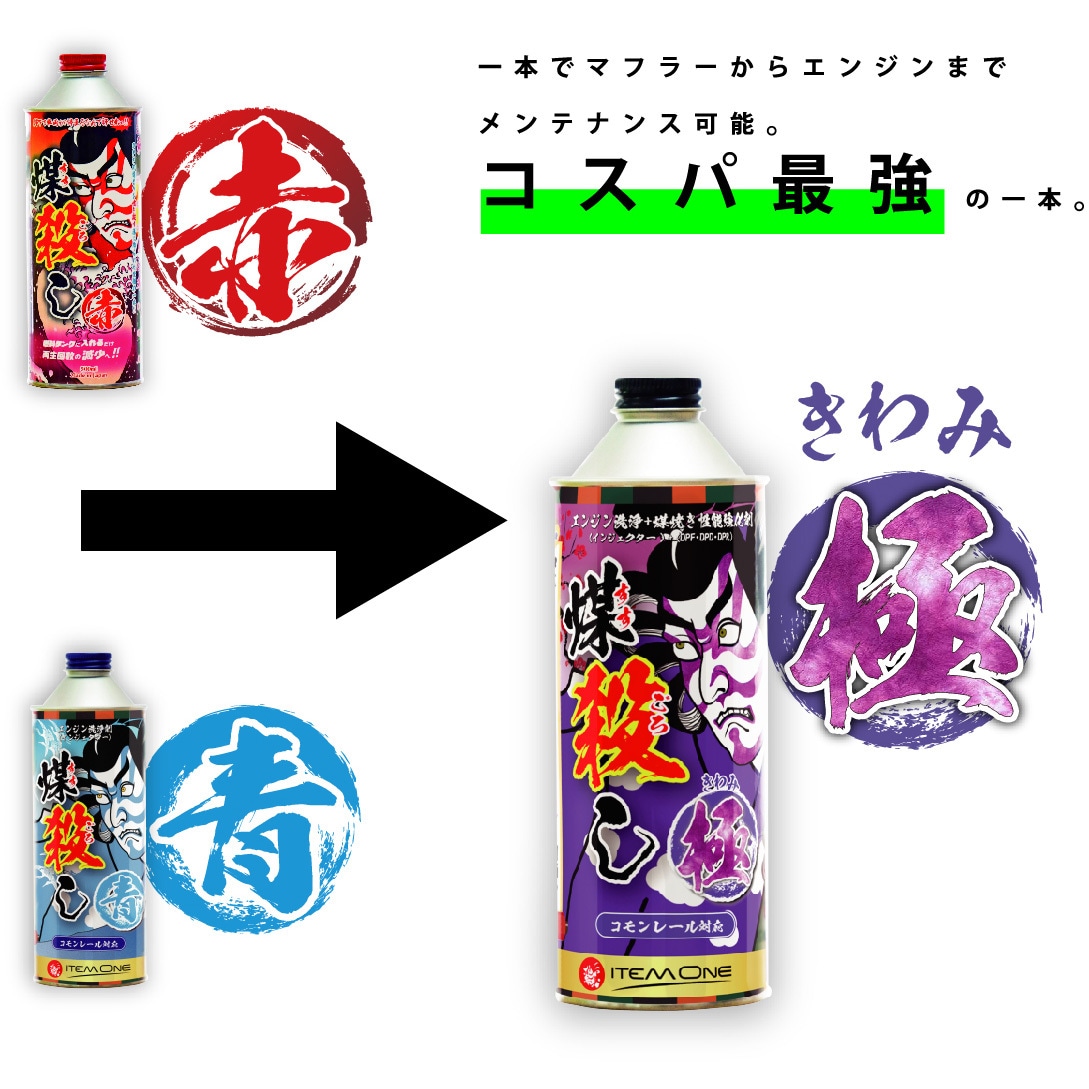 煤殺し 極(すすごろし きわみ)】エンジン洗浄剤+DPF DPD DPR再生促進剤
