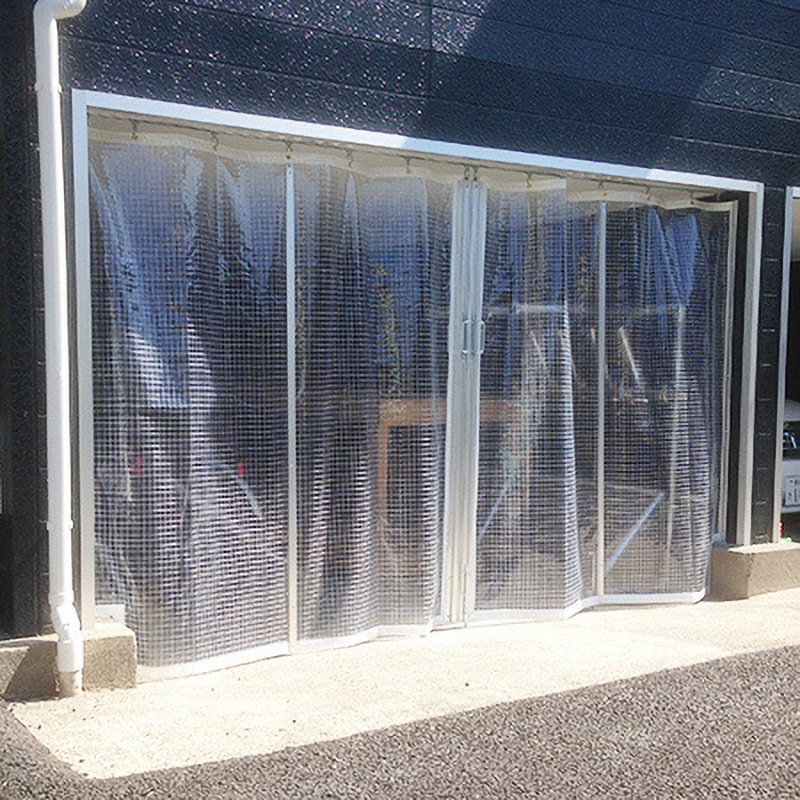 糸入りビニールカーテン　0.55㍉　6m×2m VP-550H 【オーダー】 屋外・耐候ビニールカーテン 糸入り透明 0.55mm