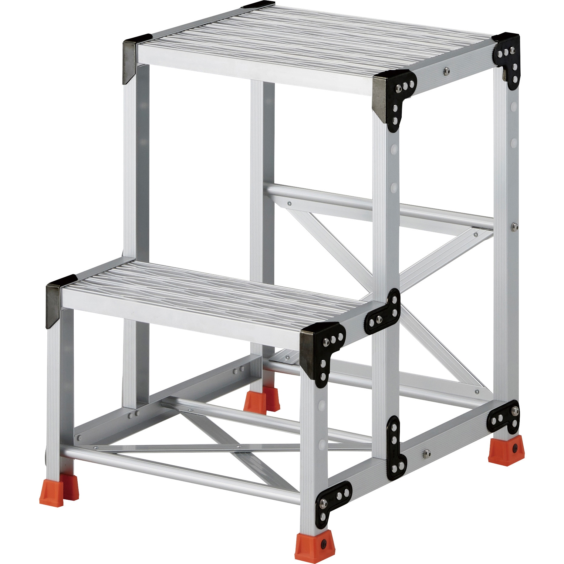 TSFGR-257 作業用踏台 アルミ製・グレーチング仕様 SUS金具 2段 高さ0．7m 1台 TRUSCO 【通販モノタロウ】