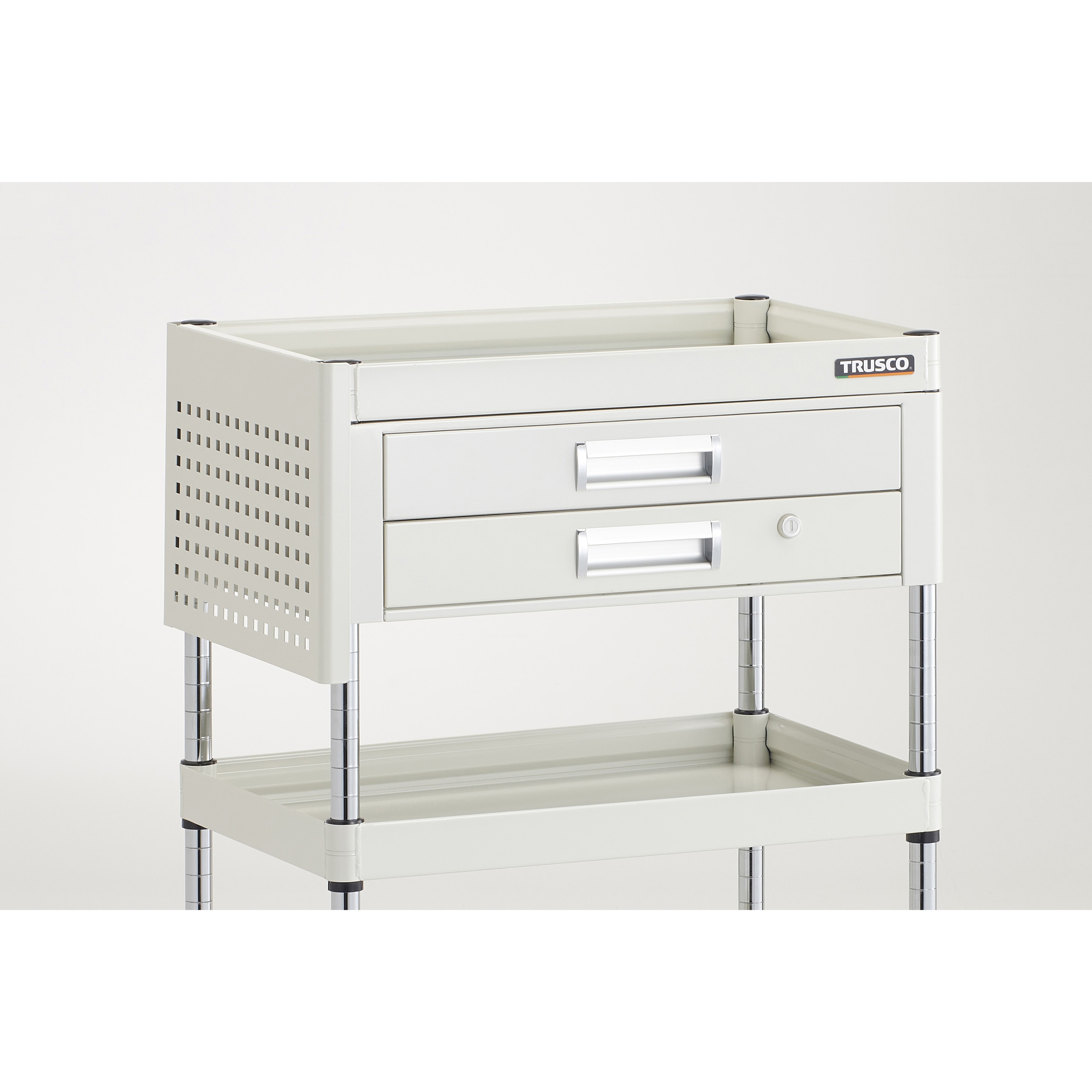 TRUSCO ツールワゴン ファルコンワゴン750X500 引出付 ゴム車輪 ヤンググリーン色 ▼545-4579 FAW-773VZ-YG 1台 ＴＲＵＳＣＯ ツールワゴン ファルコンワゴン 引出付 ７５０Ｘ５００